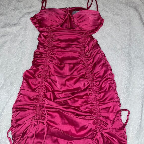 Oh Polly Hot Pink Underwire Ruched Mini Dress - Picture 2 of 4